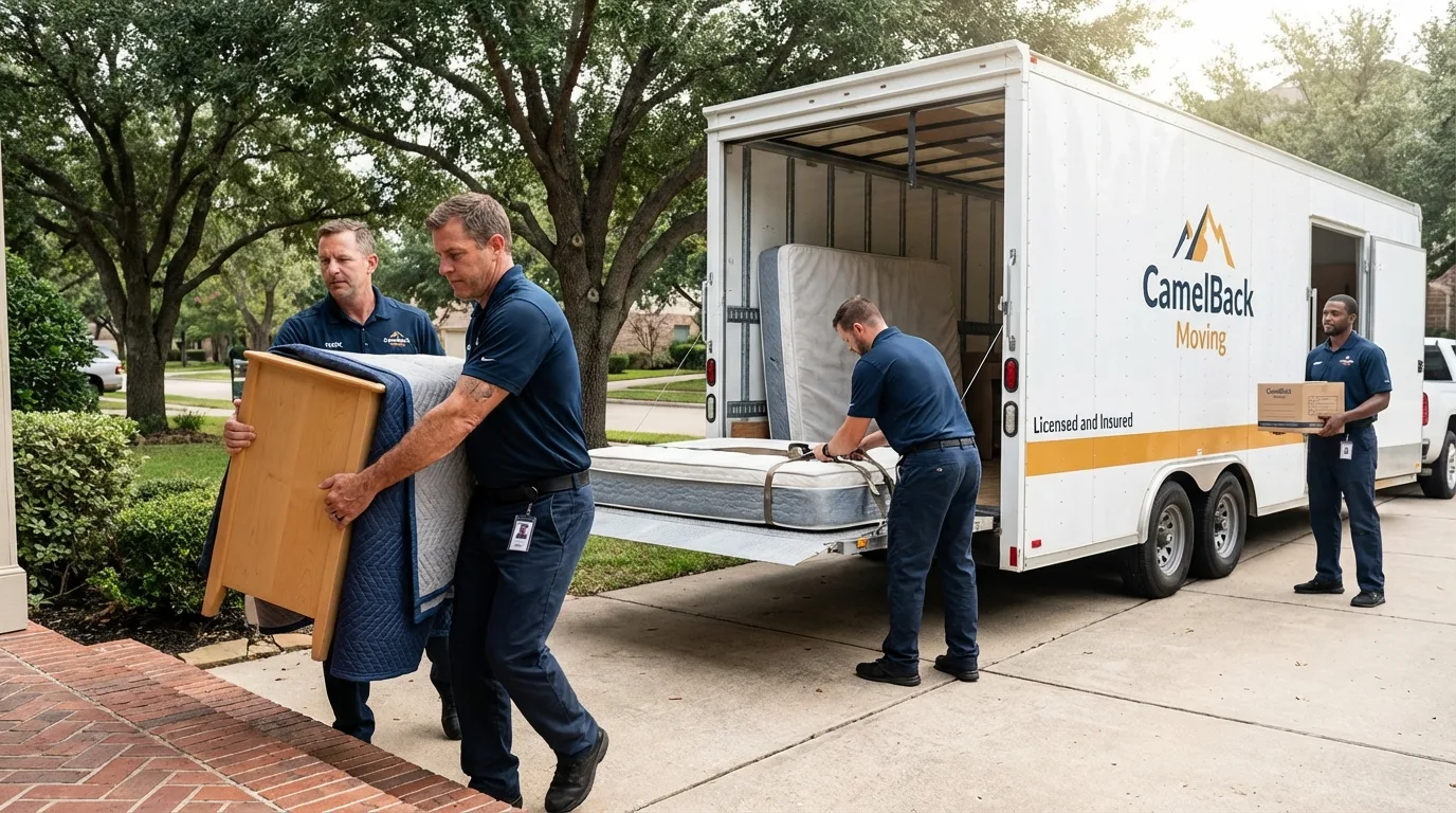 Crew loading residential truck for cross-state move from North Granby, CT