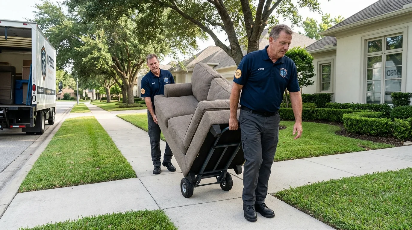 Local residential moving crew loading furniture in North Granby, CT